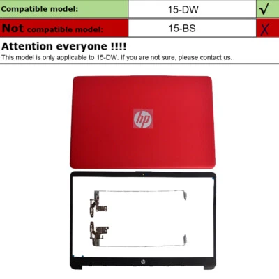 New For HP 15-DW 15-dw1083wm 15-DW1XX Red Back Cover & Bezel & Hinges M03725-001 - Image 1 of 4