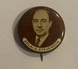 Alfiler político vintage ~ Adlai Stevenson para la campaña presidencial de 1960 - Imagen 1 de 2