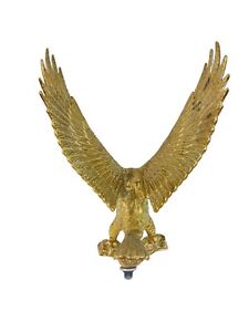 Vintage Eagle Flag Pole Topper or Lamp Finial Solid Brass Gold Tone Large Heavy