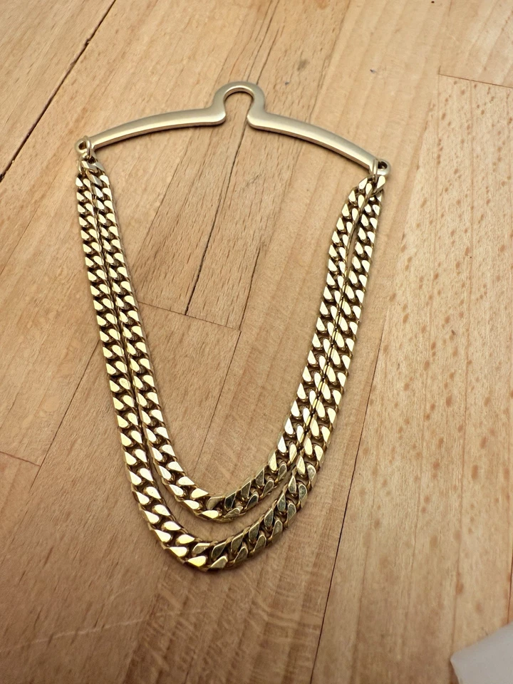 Cadena de atar de eslabones vintage tono dorado barra de atar accesorio cadena doble Foto 1 de 1