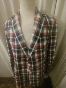 346 Brooks Brothers Madison Fit Men Cotton Madras Plaid Blazer Sport Coat 46 L - Picture 1 of 9