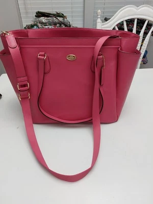 Coach Full Leather Dahlia Pink Baby Diaper Crossbody Bag w/Stroller Straps NWT - Image 1 of 4