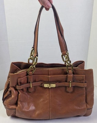 Bolso de mano Coach Chelsea Jayden de cuero marrón/tostado para llevar todo Foto 1 de 4