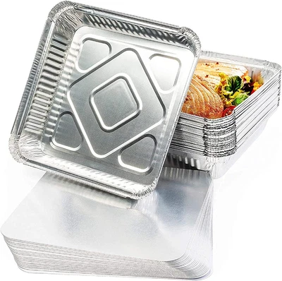 - 25 Vassoi per Arrostire in Alluminio Argento Grandi E Riutilizzabili (23X23Cm/ - Immagine 1 di 4