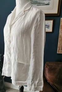 Lands End Ladies White Linen Jacket Sz 12 VG Condition - Picture 1 of 14