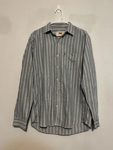 Levis Button Up Dress Shirt Mens Large Long Sleeve Green Blue White - Picture 1 of 6