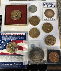 Lotto monete gettoni vintage 1972 parchi nazionali medaglie centenario bronzo x10 collezione - Foto 1 di 6