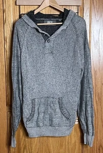 Suéter con Capucha BKE Hebilla Para Hombres XL 1/4 Gris Con Botones Tejido Preppy Pesado Informal - Imagen 1 de 7