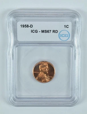 1958-D Lincoln Wheat Cent MS67 RD ICG *7328 - Image 1 of 4
