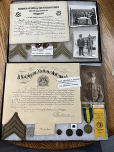 WW1 Michigan NG Mexican Border Service Medal & Picture Grouping & Son Interwar - Picture 1 of 24