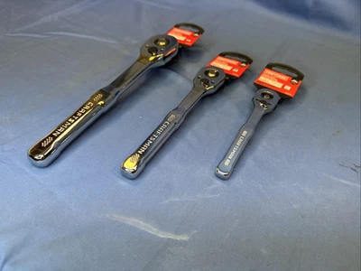 Craftsman 3 Piece Pear Head Low Profile Thin 72 Tooth Ratchet Set 1/4 3/8" 1/2" - Image 1 of 4