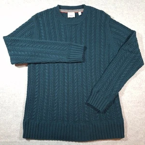 Burberry Mens 100% Cashmere Jacquard Cable Knit Emerald Green Sweater Medium - Picture 1 of 12