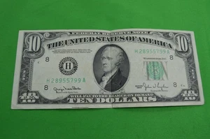 1950 $10 Dollar Bill,Crisp,Has Fold,St Louis MO,H,Found In Card Stored For YRS - Picture 1 of 6