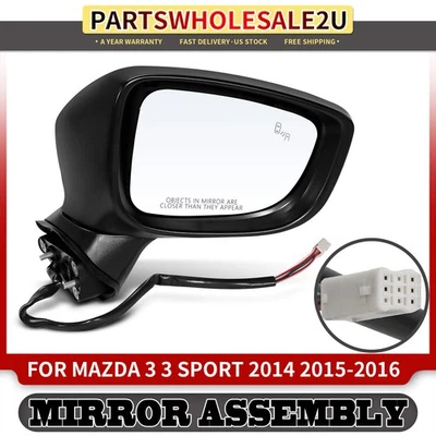 Espejo retrovisor eléctrico negro pasajero con punto ciego para Mazda 3 3 Sport 2014 2015-2016 Foto 1 de 4