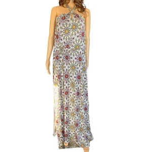 LOFT Beach Halter Maxi Dress Tie Neck Rayon Floral Print Multicolor Size 2XL - Picture 1 of 11