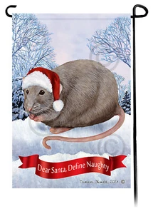 Dear Santa, Define Naughty Garden Flag - Light Grey Rat - Picture 1 of 1