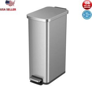 Slim Step Trash Can 7.9 Gallon Stainless Steel Hands-Free Quiet Soft Close New - Picture 1 of 7