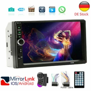 Doppel 2DIN 7" Autoradio Mirror Link Bluetooth MP5 Fernbedienung Touchscreen USB - Bild 1 von 12