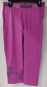Under Armour Girls Capri Leggings Pink Size Youth YLG EUC Graphic Print Logo - Picture 1 of 5