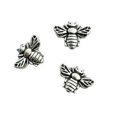 100 Antiqued Tibetan Silver 13x9mm 3D Bumble Honey Bee Tibetan Spacer Bulk Beads Foto 1 de 4