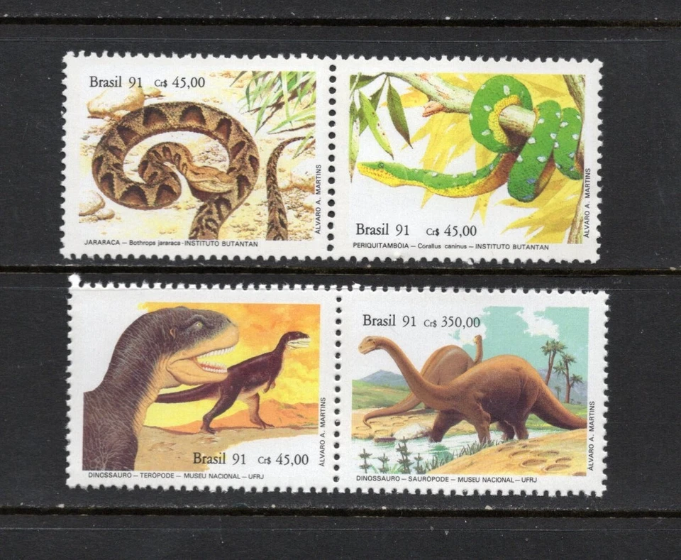 S1177 Brasil 1991 serpientes y dinosaurios pares MNH Foto 1 de 1