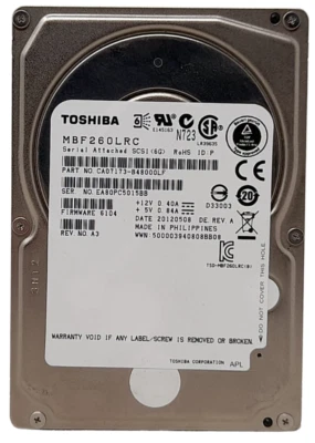 Toshiba MBF260LRC 10K 600GB 2.5" SAS Hard Drive 100% Health - Image 1 of 2