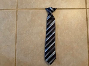 Bergamo Youth Ties 11" pretied with Clip Stripes Color Blue - Picture 1 of 2