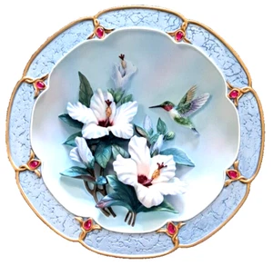 Bradford Exchange Rose-Colored Dawn Morning Jewel Lena Liu Hummingbird Plate COA - Picture 1 of 3