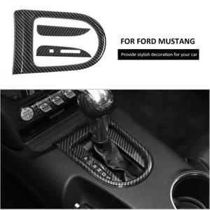 For Ford Mustang 2015-19 Interior Gear Shift Box Trim Cover Bezels Carbon Fiber - Picture 1 of 9