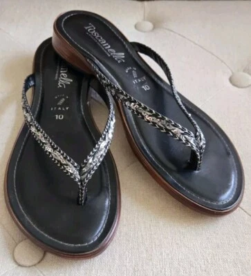 Italian Shoemakers Toscanella Womens Black & Silver Embellished Sandal-Sz 10 - Image 1 of 4