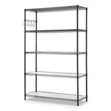 Alera ALESW654818BA 5-shelf Wire Shelving Kit, 5 Shelves, 48" X 18" X 72", Black
