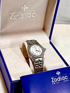 Vintage 1995 Zodiac Professional Ladies Quartz New Battery in Orig Box Runs! - Picture 1 of 11