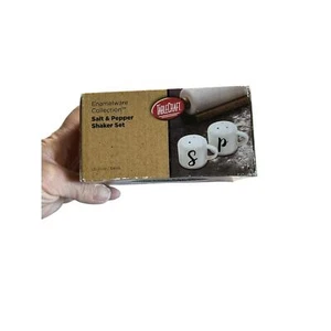 New Tablecraft Enamel Salt & Pepper Shakers, White - Picture 1 of 10