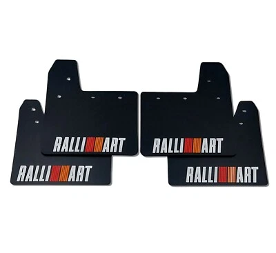 rallyfapZ | Mud Flaps Mitsubishi Lancer Evo 7 8 9 Black 4mm PVC *G RALLIART WRO - Image 1 of 4