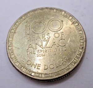 2014 One Dollar 100 YEARS of ANZAC $1 COIN – AVG CIRCULATED Australia - Picture 1 of 10