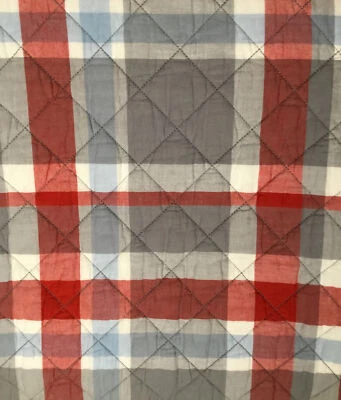 Pottery Barn Kids Plaid Full/Queen Reservable Quilt Red, Gray, Blue & White New - Image 1 of 4