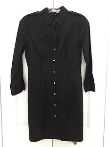 THEORY SCHWARZES BAUMWOLLHEMDKLEID MIT KNÖPFEN DAMENGRÖSSE 4  - Bild 1 von 8