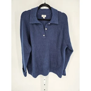 J Crew Womens Sz XXL Collared Extra Soft Sweater Blue W/ Rhinestone Buttons - Picture 1 of 4