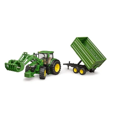 Bruder John Deere 7R 350 w/ Front Loader and Tipping Trailer - Image 1 of 4