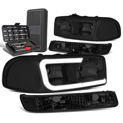 Para Sierra Yukon 1999-2007 Barra LED Faro Parachoques Lámparas + Caja de Herramientas Ahumado/Transparente Foto 1 de 4