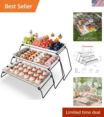 Elegant Extra Large 3-Tier Melamine Serving Tray Set for Parties - 17" Platters - Image 1 of 4