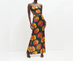 NWT Reformation Frankie 100% Silk Maxi Dress Daiquiri Green Floral Calla Size 8 - Picture 1 of 11