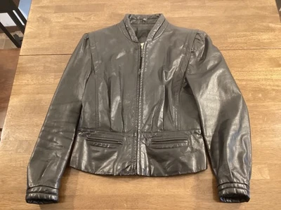 BERMANS ЖЕНЩИН ЧЕРНАЯ КОЖАНАЯ КУРТКА РАЗМЕР 14 СДЕЛАНО В КОРЕЕ - Изображение 1 из 4
