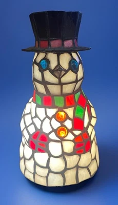 Витражная лампа в стиле Тиффани Frosty The Snowman ~ винтажная высотой 9 дюймов - Изображение 1 из 4