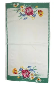 VTG 1940-1950’s Wilendur Tea Towel Or Table Runner With 4” Line Stain Floral - Picture 1 of 8