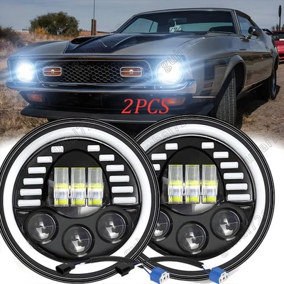 Par de faros LED redondos de 7"" de haz alto/bajo para Ford Mustang 1965-1973/para Bronco Foto 1 de 4