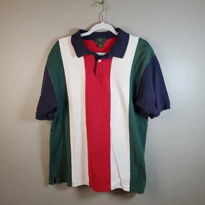Vintage 90s Streetwear Mens Large Striped Color Block Golf Polo Shirt Club Room - Bild 1 von 7