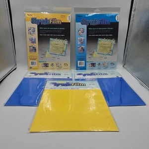 Grafix Shrink Film Lot Clear, Matte, Blue & Yellow 5 Sheets Each New Sealed - Picture 1 of 17