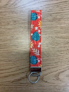 Handgefertigter Schlüsselanhänger Armband Palmblatt & Blumen. Strand Tropical - Bild 1 von 1