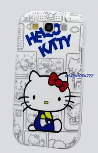 for samsung galaxy S3 hard case kitten hello kitty blue withe red bow i9300 siii - Picture 1 of 1